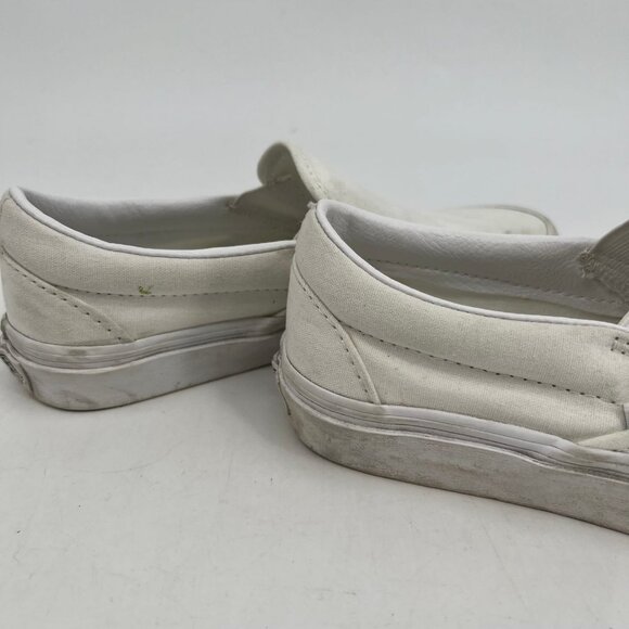 Vans White Classic Slip-On Canvas Sneakers | Size 7.5 - Picture 4 of 10